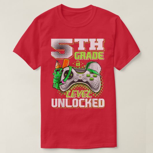 5th Grade Level Unlocked Funny Back To School Vide T-Shirt (Design vorne)