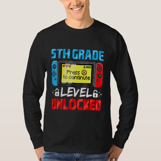 5th Grade Level Unlocked Gamer First Day Of School T-Shirt (Vorderseite)