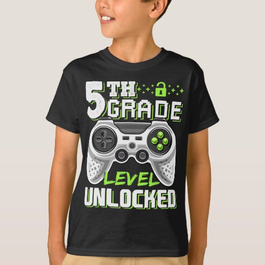 5th Grade Level Unlocked Video Game Back To School T-Shirt (Vorderseite)