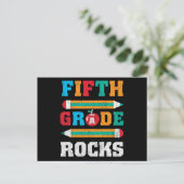5th Grade Rock Back School Matching Music Teacher Postkarte (Stehend Vorderseite)