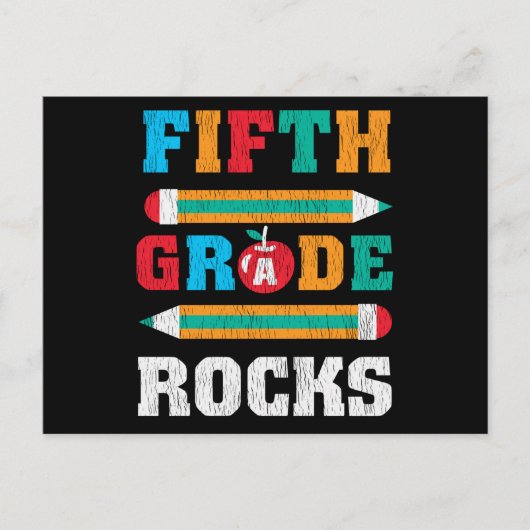 5th Grade Rock Back School Matching Music Teacher Postkarte (Vorderseite)