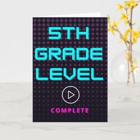 5th Grade School Abschluss Gamer Girl Gruß Karte (Gelbe Blume)