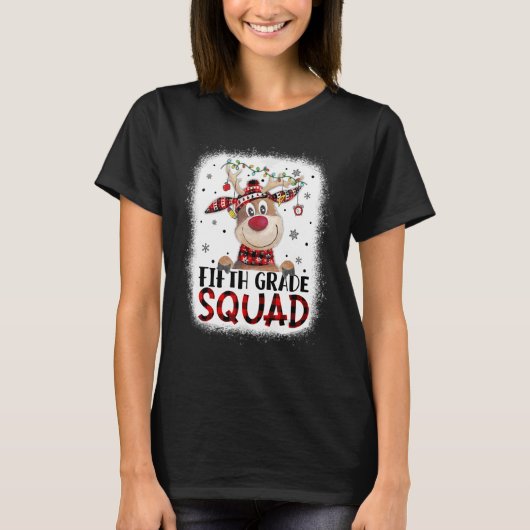 5th Grade Squad Plaid Reindeer Santa Hat Teacher C T-Shirt (Vorderseite)