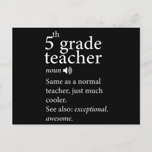 5th Grade Teacher Funny Definition Postkarte (Vorderseite)