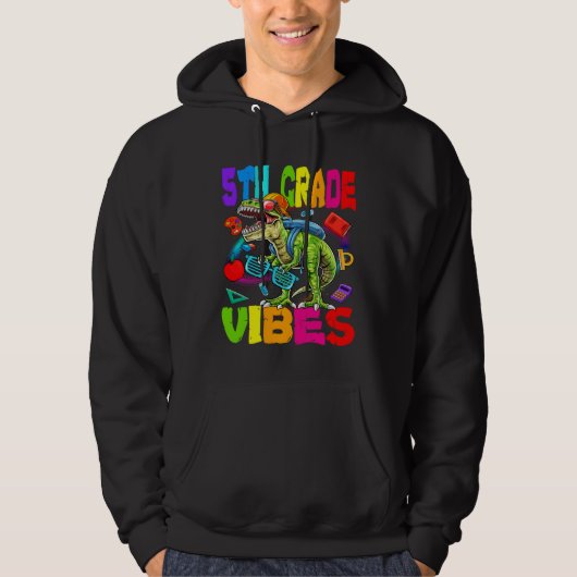 5th Grade Vibes Dinosaur Back To School Hoodie (Vorderseite)