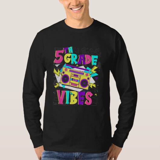 5th Grade Vibes Stereo Student Teacher Back To Sch T-Shirt (Vorderseite)