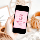 5th Pink Glitter Birthday | Sparkle Glitter Einladung