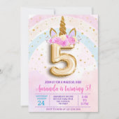 5th unicorn party invite, Editable 5th birthday in Einladung (Vorderseite)