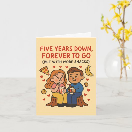 5th wedding anniversary Five Years Down, Forever Karte (Gelbe Blume)