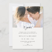 5th Wedding Anniversary - Five Years with Photo Einladung (Vorderseite)