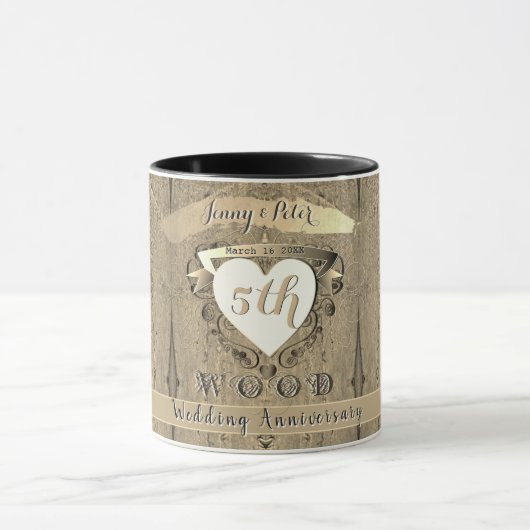 5th Wedding Anniversary "Wood" Image    Tasse (Zentrum)