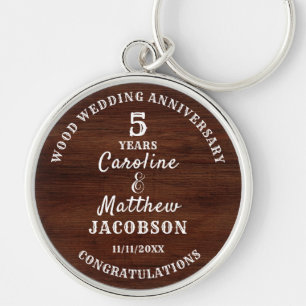5th WEDING ANNIVERSARY Wood Wedding Editable Schlüsselanhänger