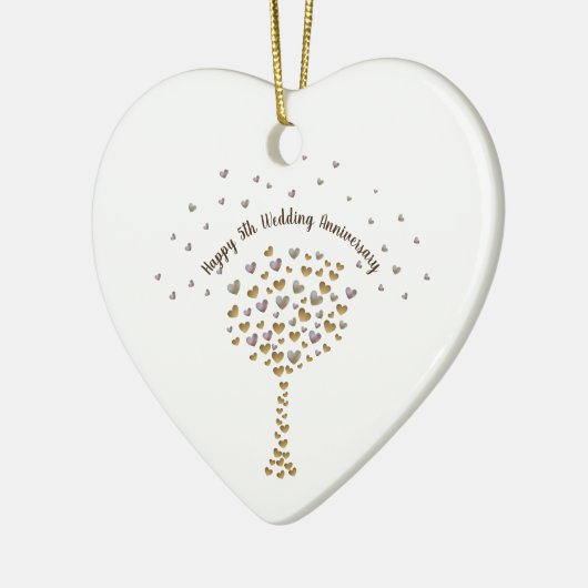 5th Wood Wedding Anniversary ornament with tree (Links)