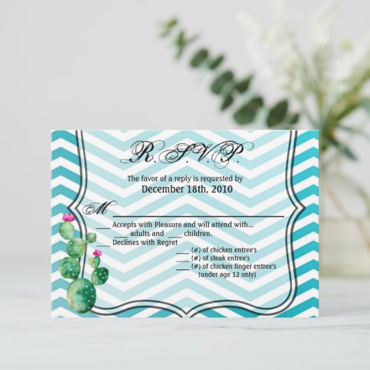 5x3,5 R.S.V.P. Karte Boho Cacti Cactus Succulent B (Stehend Vorderseite)