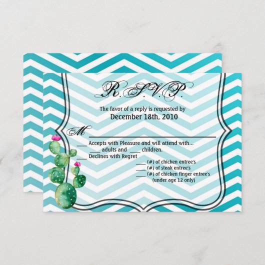 5x3,5 R.S.V.P. Karte Boho Cacti Cactus Succulent B (Vorne/Hinten)