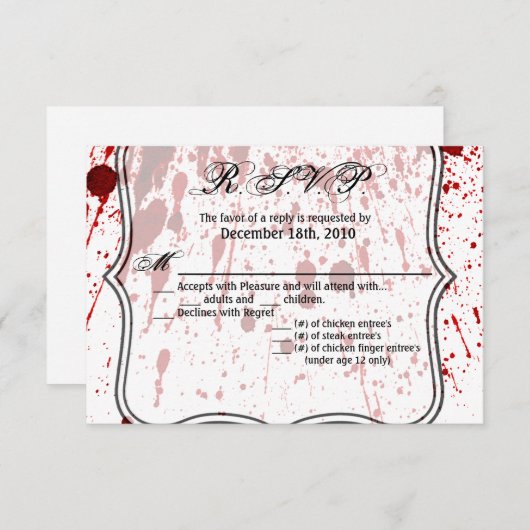 5x3,5 R.S.V.P.-Karte Spritzer Blutgefäßsystem Vamp Einladung (Vorne/Hinten)