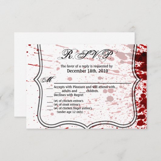 5x3,5 R.S.V.P.-Karte Spritzer Blutgefäßsystem Vamp Einladung (Vorne/Hinten)