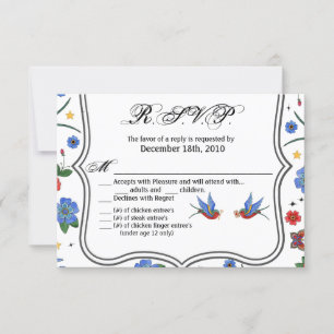 5x3.5 R.S.V.P. Karte Traditionelle Bird Tattoo Spa
