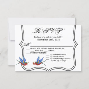 5x3.5 R.S.V.P. Karte Traditionelle Vogel Tätowieru