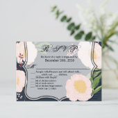 5x3,5 R.S.V.P.-Karte Weiße Blume der Blüte auf Dun Einladung (Stehend Vorderseite)