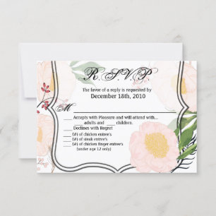 5x3,5 R.S.V.P.-Karte Weiße Blume mit Blütenfarbe Einladung