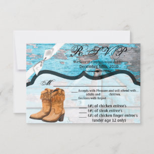 5x3.5 R.S.V.P.-Karte XMAS Blue Wood Barn Door Boot Einladung