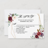 5x3.5 R.S.V.P. Karte XMAS White Roses Gold Geometr (Vorderseite)