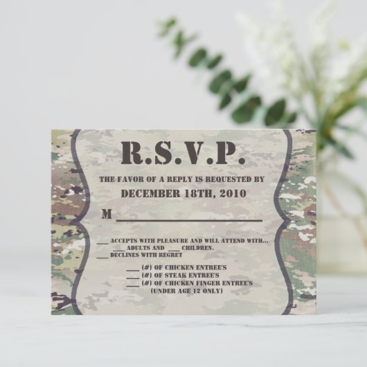 5x3.5 R.S.V.P.-Kartenarmee-Luftwaffe OCP-Camouflag Einladung (Stehend Vorderseite)