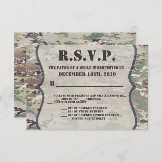 5x3.5 R.S.V.P.-Kartenarmee-Luftwaffe OCP-Camouflag Einladung (Vorne/Hinten)