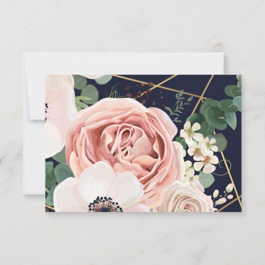 5x3.5 R.S.V.P. Kartengeometrie-Garten-Rose Navy Bl Einladung (Rückseite)