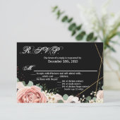 5x3.5 R.S.V.P. Kartengeometrie-Garten-Rose Schwarz Einladung (Stehend Vorderseite)