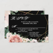 5x3.5 R.S.V.P. Kartengeometrie-Garten-Rose Schwarz Einladung (Vorne/Hinten)