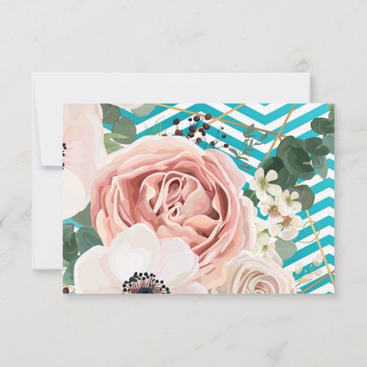 5x3.5 R.S.V.P. Kartengeometrische Rose Zickzack Aq Einladung (Rückseite)