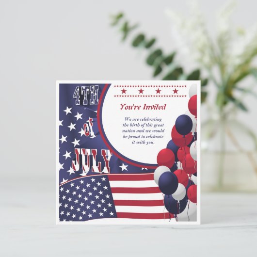 5x5 4. Juli Party Einladung (Stehend Vorderseite)