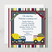 5x5 Bau Erster 1. Geburtstag Einladung (Vorne/Hinten)