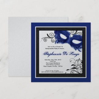 5x5 Blaue Masquerade Maske 16 Geburtstagseinladung Einladung
