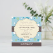 5x5 Boy Blue Punkt Poke Baby Dusche Einladung (Stehend Vorderseite)