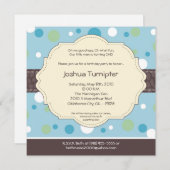 5x5 Boy Blue Punkt Poke Birthday Einladung (Vorne/Hinten)