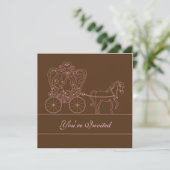 5x5 Braun Carriage Wedding Einladung (Stehend Vorderseite)