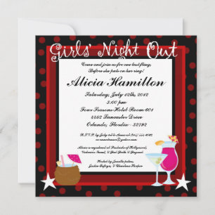 5x5 Crimson Red Cocktails Bachelorette Einladung