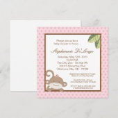 5x5 Girly Girl Pink Monkey Babydusche Einladung (Vorne/Hinten)