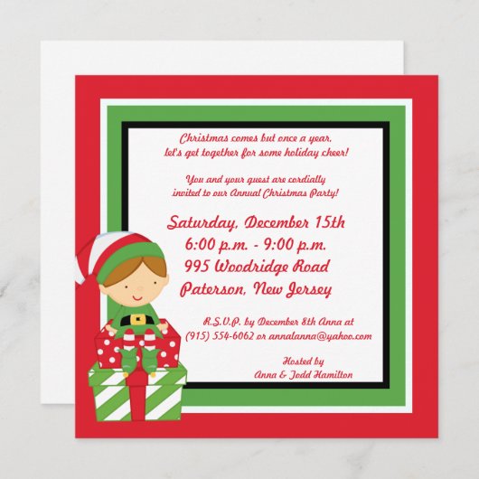 5x5 Herr & Mrs Claus Christmas Party Einladung (Vorne/Hinten)