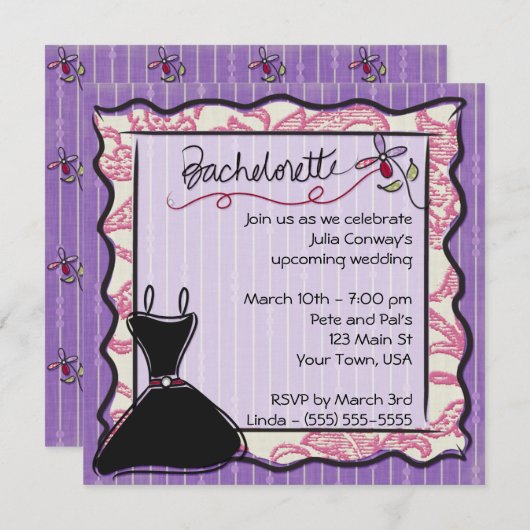 5x5 Junggeselinnen-Abschied Einladung (Vorne/Hinten)