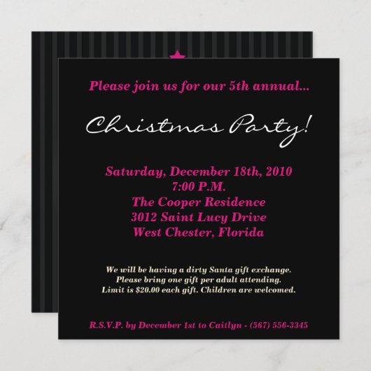 5x5 Rosa Weihnachten XMAS Baum Weihnachtsfeierlich Einladung (Vorne/Hinten)