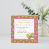 5x5 Spring Butterfly Polka Baby Dusche Einladung (Stehend Vorderseite)