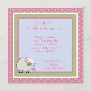 5x5 Sweet Dreams Lamm 1. Geburtstag Einladung
