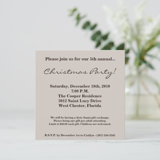 5x5 Weihnachten XMAS Schneeflocken Weihnachten Ein Einladung (Stehend Vorderseite)