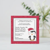 5x5 Weihnachts-Hat Pinguin Einladung (Stehend Vorderseite)