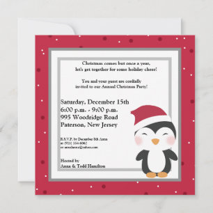 5x5 Weihnachts-Hat Pinguin Einladung