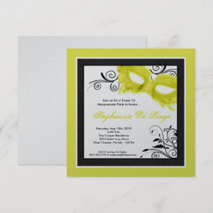 5x5 Yellow Masquerade Mask 16 Birthday Invitation Einladung